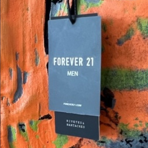 Forever 21 Mens Paint Splatter Jeans Orange/ Green/ Blue size 32 - Picture 5 of 5